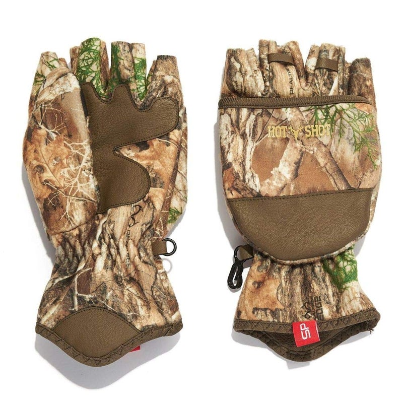 HOT SHOT Menâ€™s Camo Cyclone Stormproof Pop-Top Mittens - Realtree Edge Outdoor Hunting Camouflage - Image 1